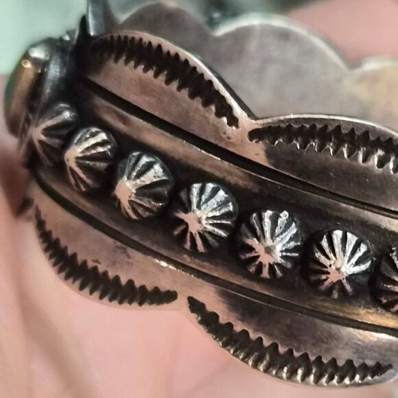 Signed CD Sterling Vintage Navajo turquoise cuff bracelet - Picture 4 of 6